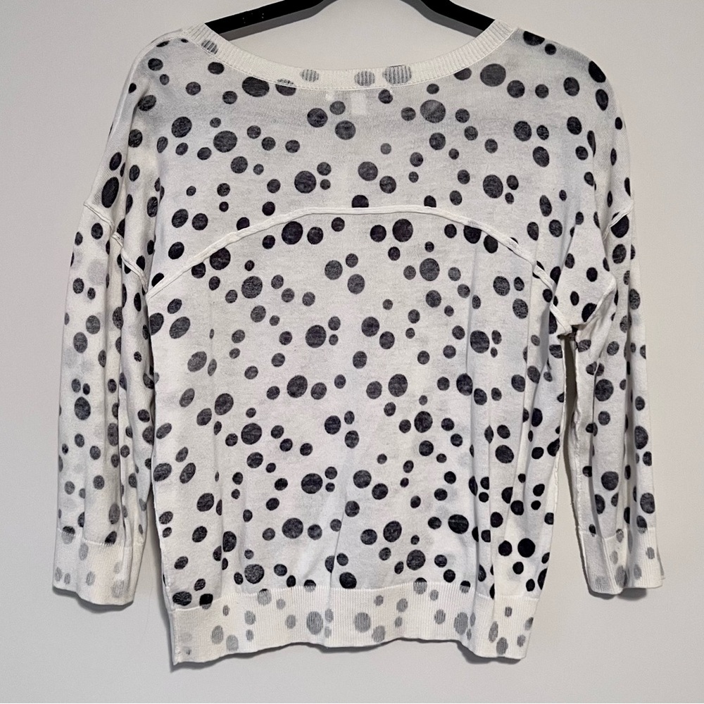 CAbi Black and White Polka Dot Cardigan 100% Cotton Sweater - Picture 4 of 7